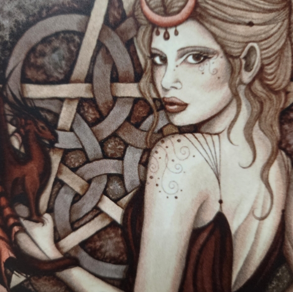 Jessica Galbreth Dragon Witch Ceramic Tile Art /Lanka Wall Tiles - Picture 2 of 9